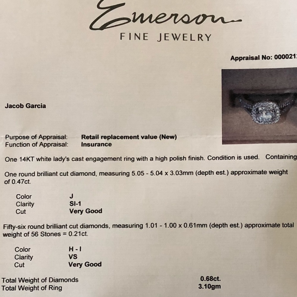 DIAMOND 14k white gold engagement ring. Size 6 - Picture 4 of 4